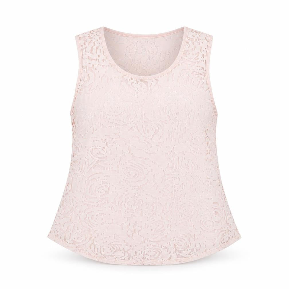 New Look Womens Pink Cotton Basic Button-Up Size 12 Round Neck - Sheer