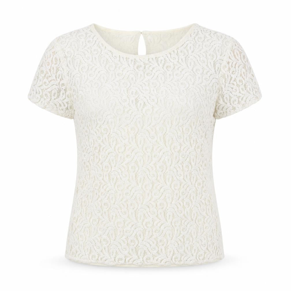 Jack Wills Womens White Cotton Basic Button-Up Size 6 Round Neck - Lace