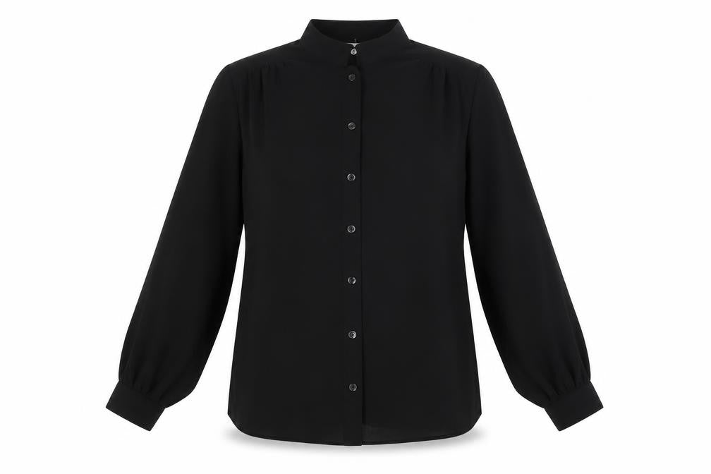 Mixnmatch Womens Black Polyester Basic Blouse Size 12 Mock Neck - Sheer