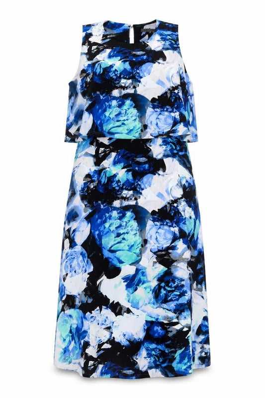 Marks and Spencer Womens Multicoloured Floral Polyester A-Line Size 12 Round Neck