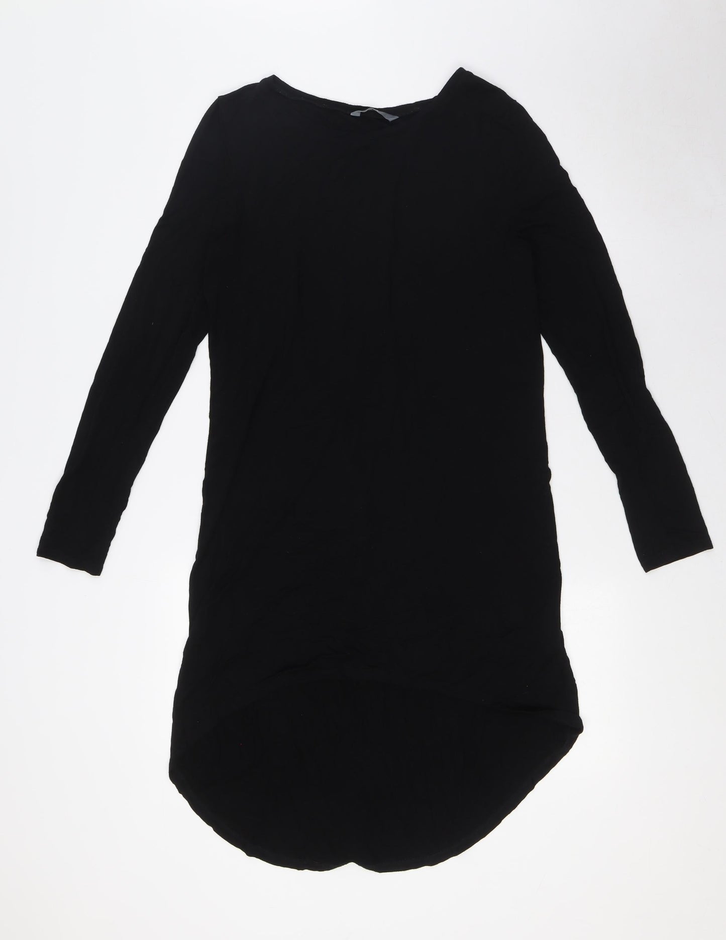 BHS Womens Black Polyester Tunic Button-Up Size 10 Round Neck