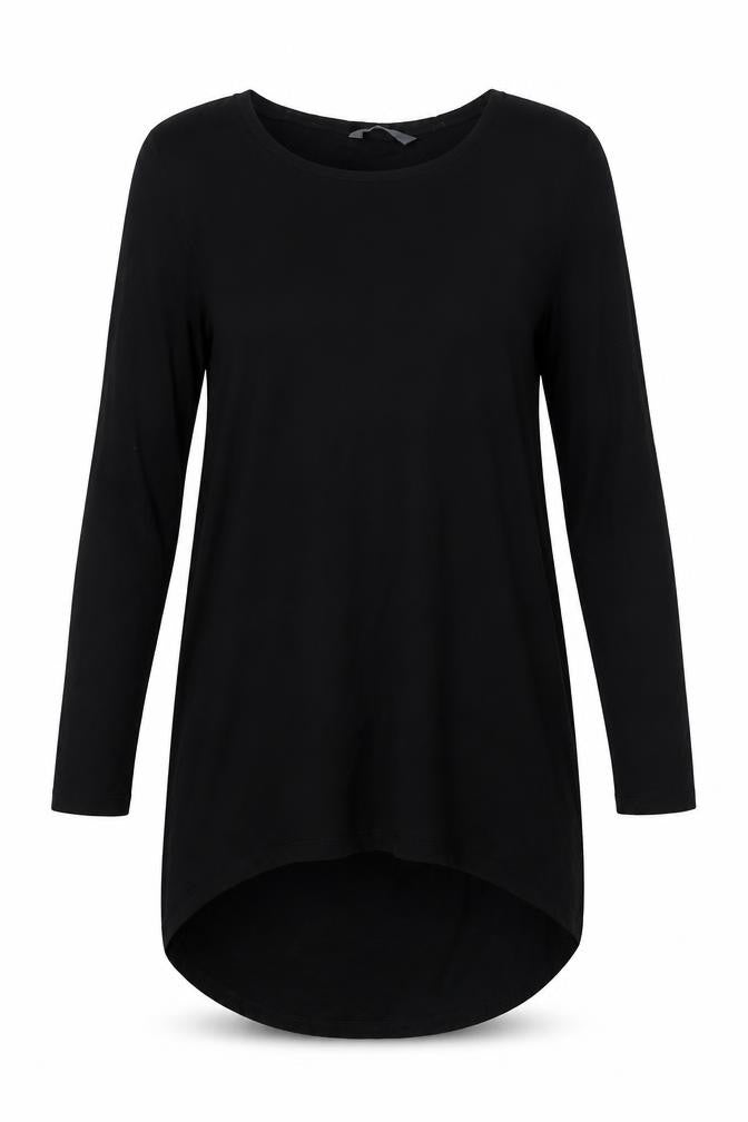 BHS Womens Black Polyester Tunic Button-Up Size 10 Round Neck