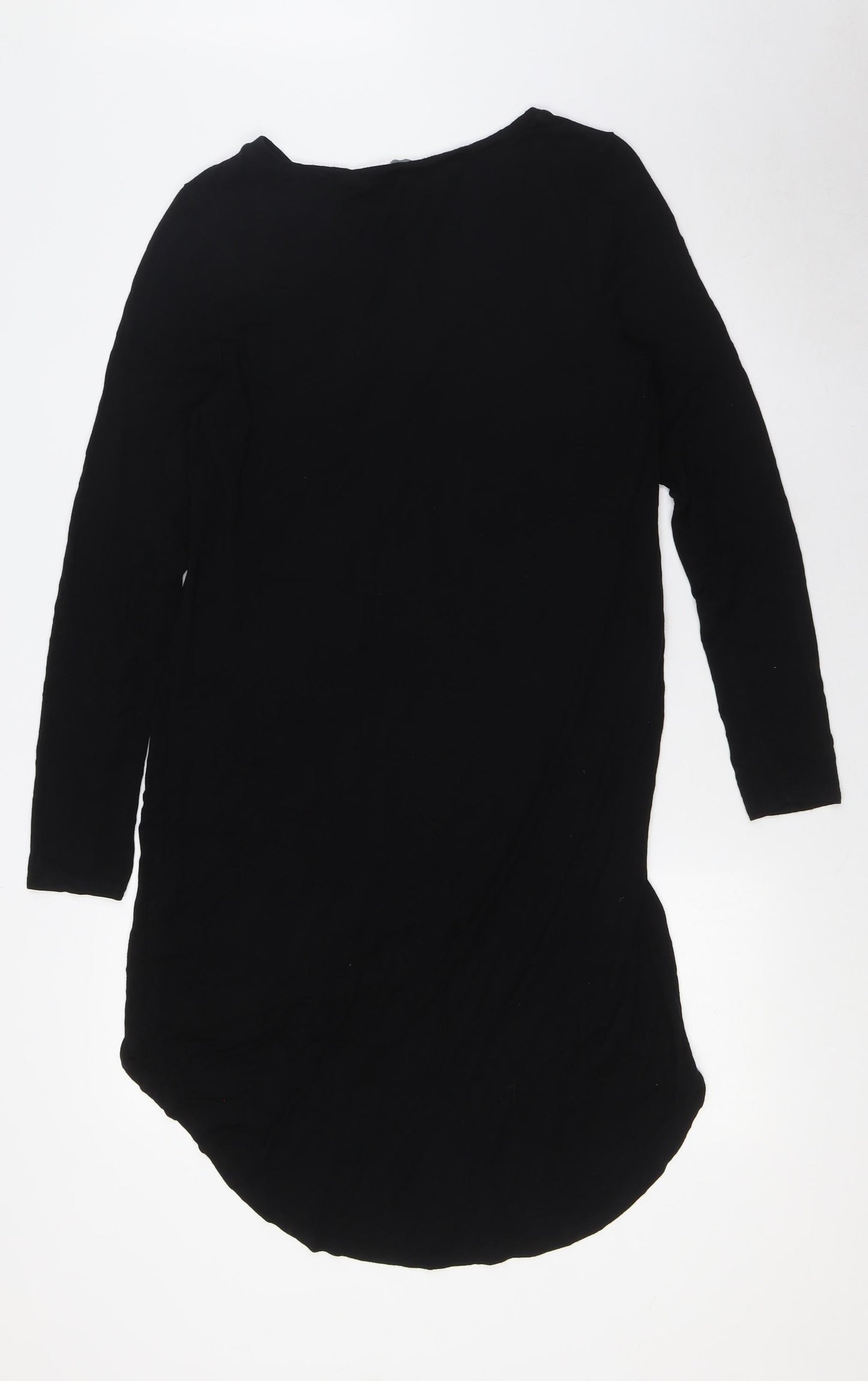 BHS Womens Black Polyester Tunic Button-Up Size 10 Round Neck