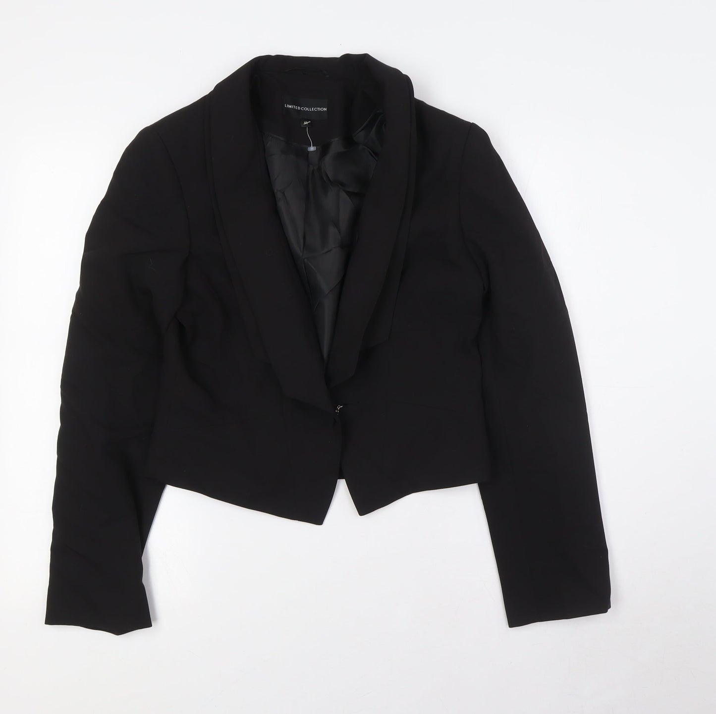 Marks and Spencer Womens Black Jacket Size 10 Button - Double Collared