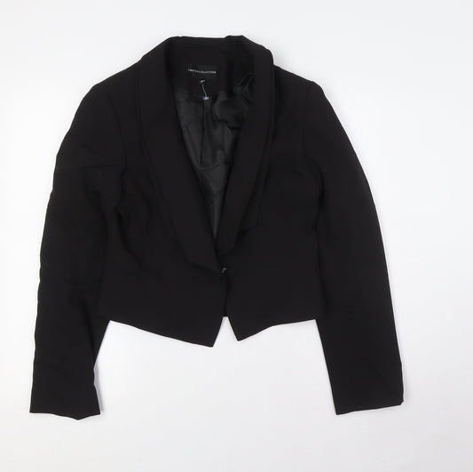 Marks and Spencer Womens Black Jacket Size 10 Button - Double Collared