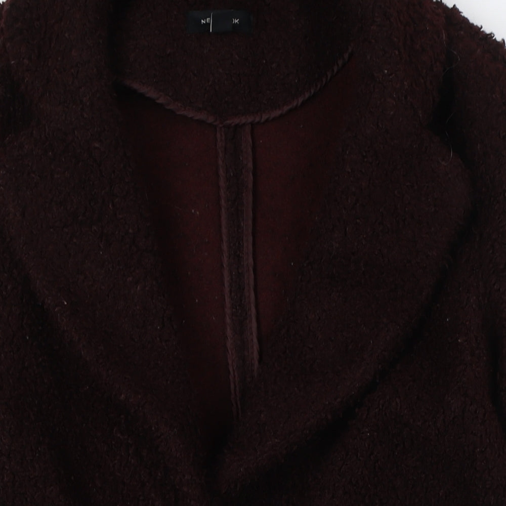New Look Womens Brown Overcoat Coat Size 12 Button - Textured