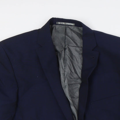 Next Mens Blue Wool Jacket Suit Jacket Size 40 Regular
