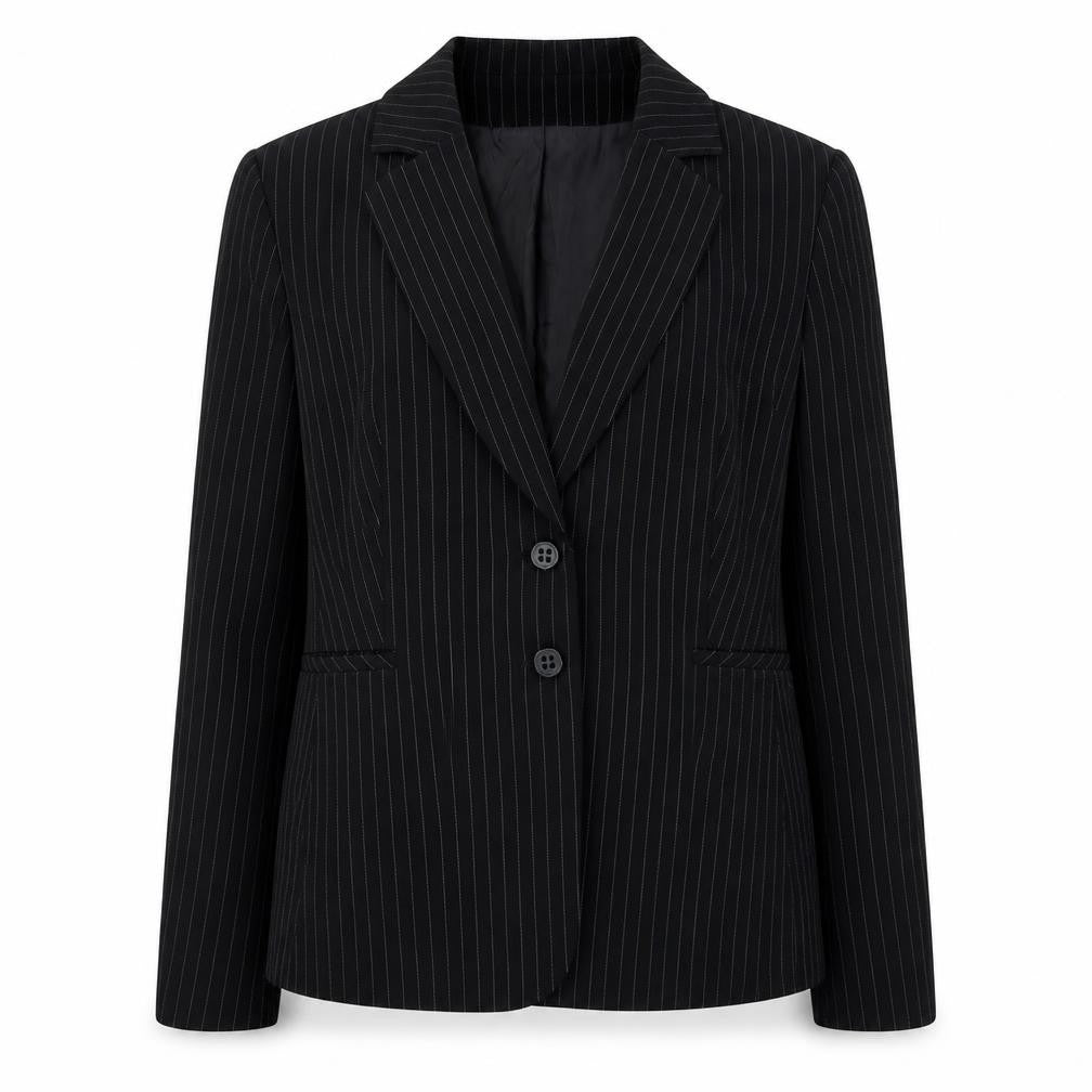 Jones New York Womens Black Striped Jacket Size 14 Button