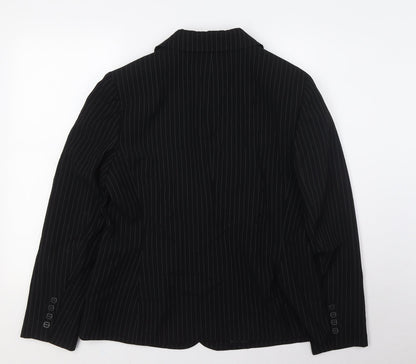 Jones New York Womens Black Striped Jacket Size 14 Button