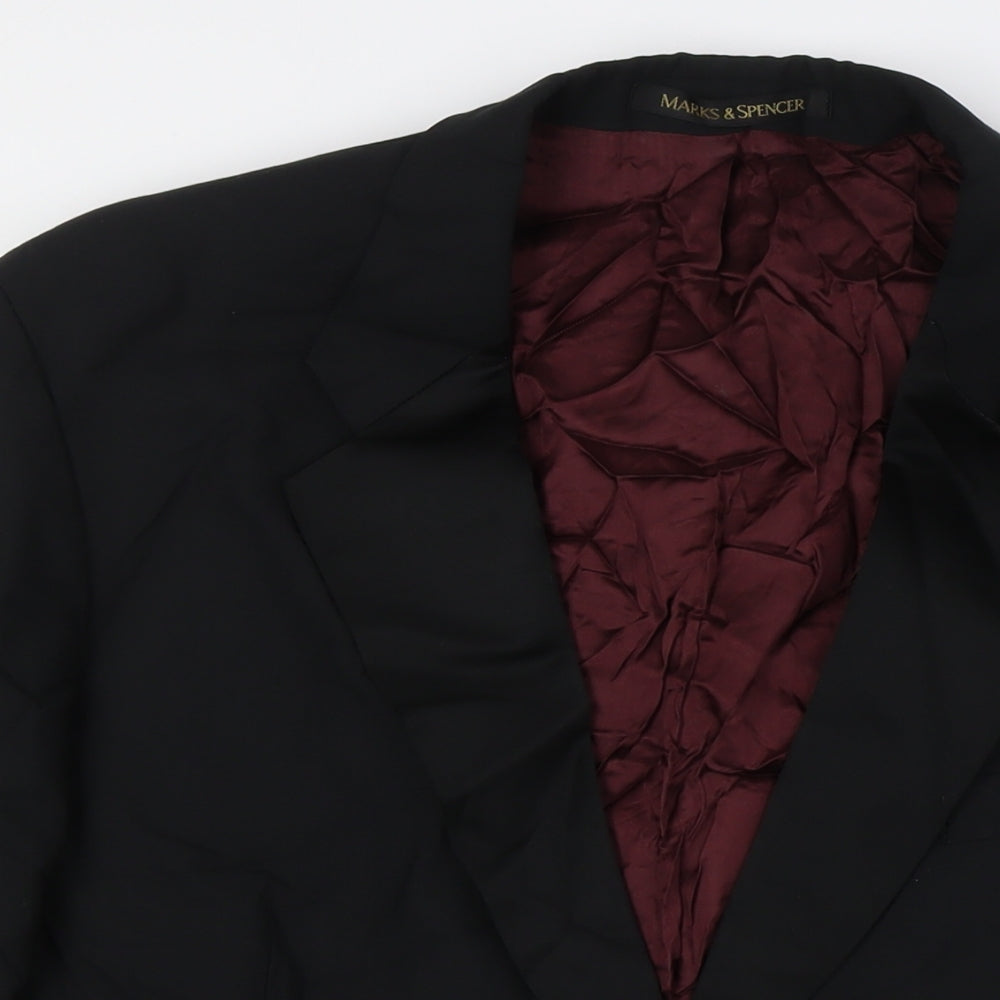 Marks and Spencer Mens Black Polyester Tuxedo Suit Jacket Size 44 Big & Tall