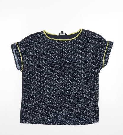Next Womens Blue Geometric Polyester Basic T-Shirt Size 10 Round Neck