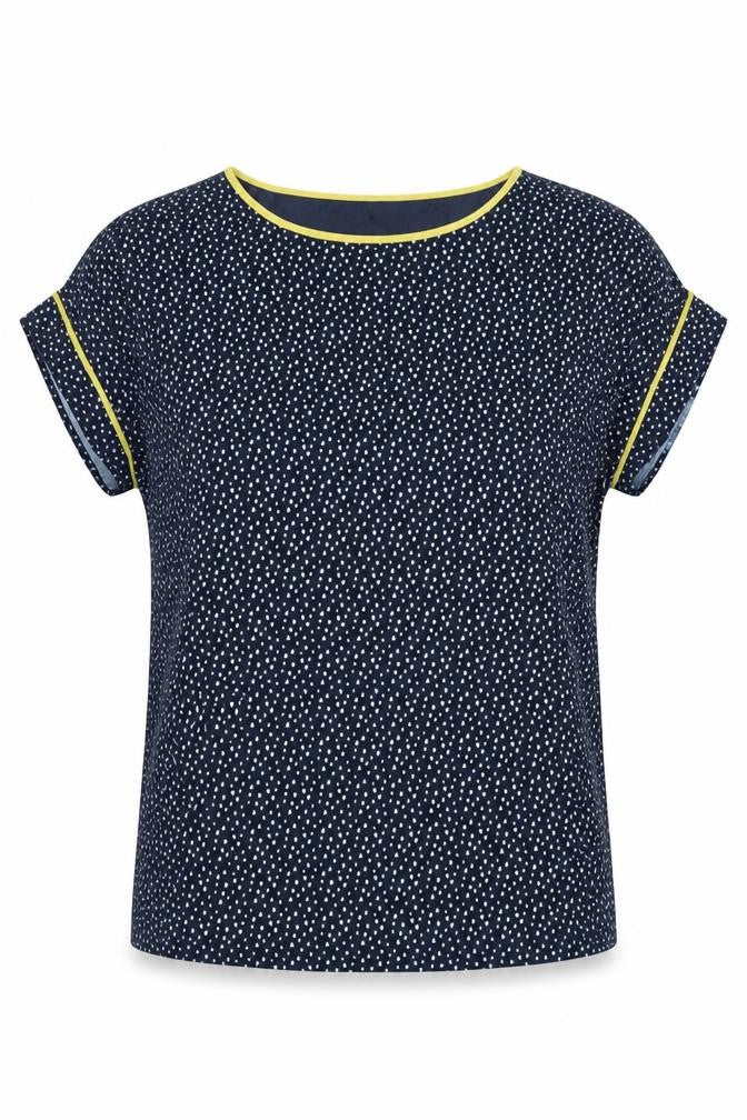 NEXT Womens Blue Geometric Polyester Basic T-Shirt Size 10 Round Neck