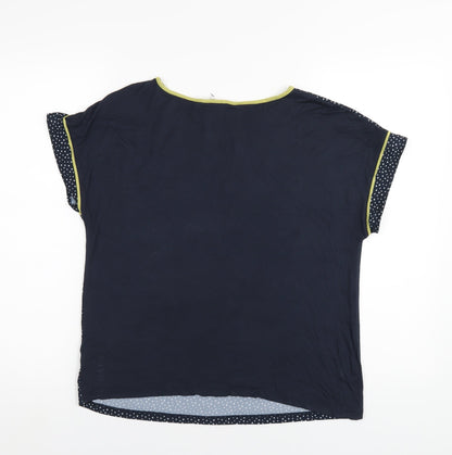Next Womens Blue Geometric Polyester Basic T-Shirt Size 10 Round Neck