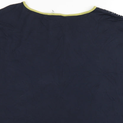 Next Womens Blue Geometric Polyester Basic T-Shirt Size 10 Round Neck