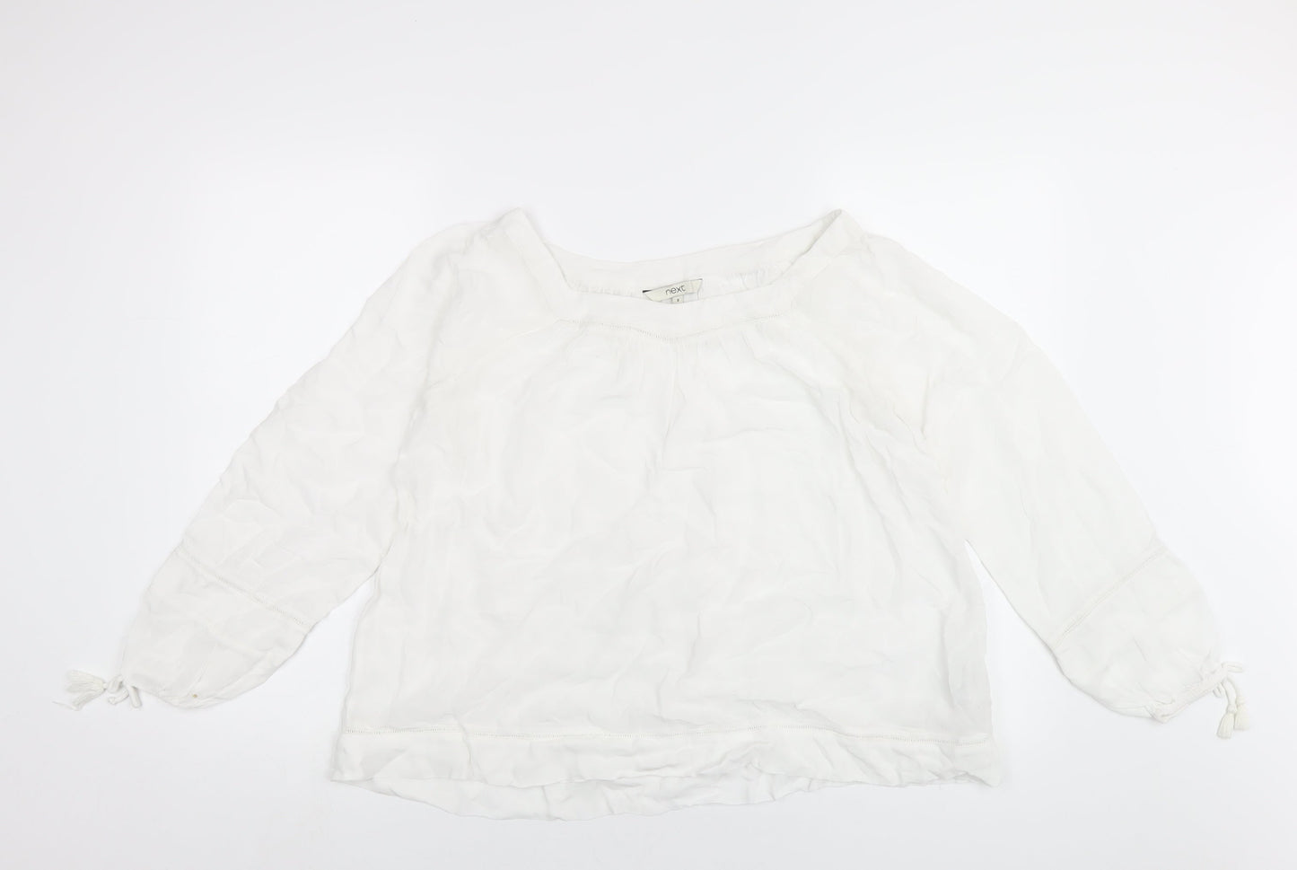 NEXT Womens White Viscose Basic Blouse Size 8 Scoop Neck