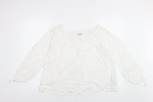 NEXT Womens White Viscose Basic Blouse Size 8 Scoop Neck