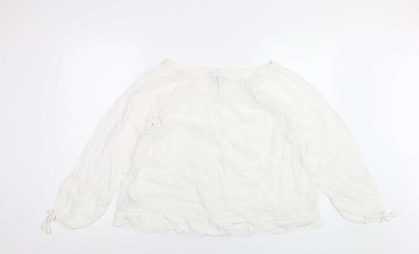 NEXT Womens White Viscose Basic Blouse Size 8 Scoop Neck