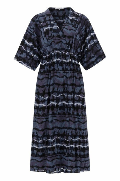 Next Womens Blue Geometric Polyester A-Line Size 8 V-Neck Pullover