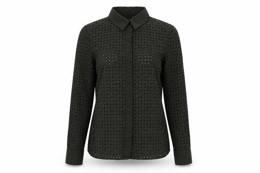 H&M Womens Green Cotton Basic Button-Up Size 6 Collared