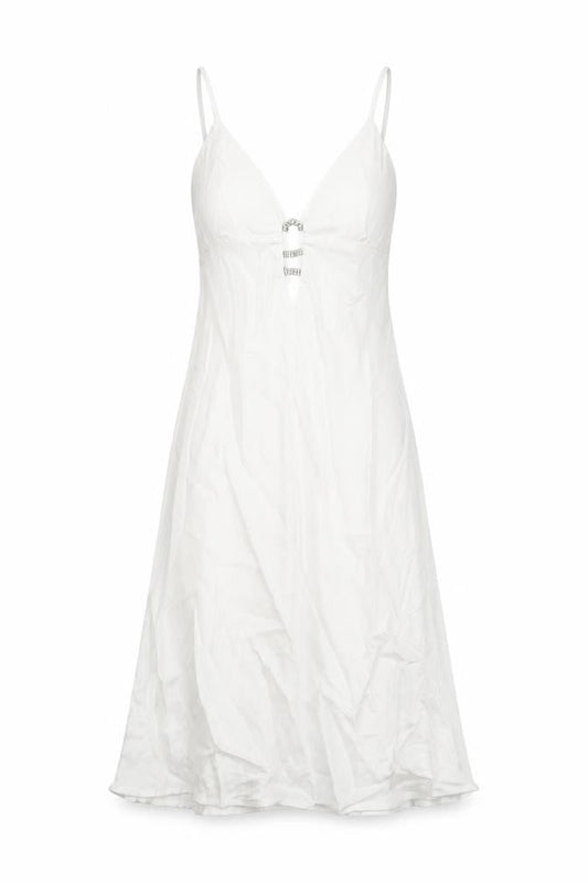 Zara Womens White Polyester Slip Dress Size XS V-Neck Zip