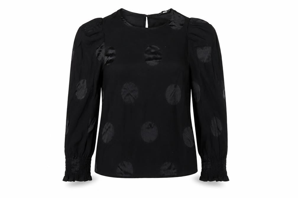 NEXT Womens Black Polka Dot Viscose Basic Blouse Size 14 Round Neck