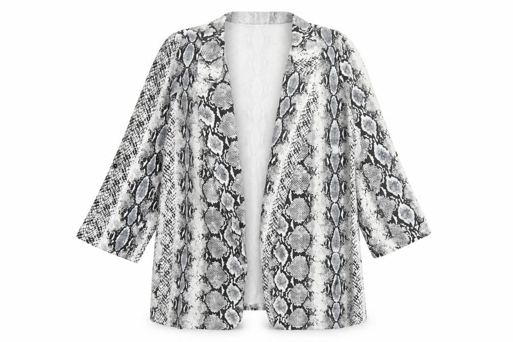 New Look Womens Grey Animal Print Jacket Blazer Size 14