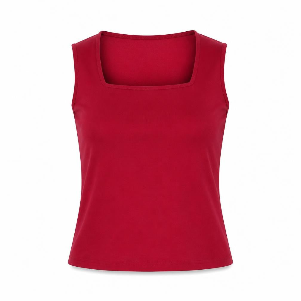 Minuet Womens Red Polyester Basic Tank Size 12 Square Neck