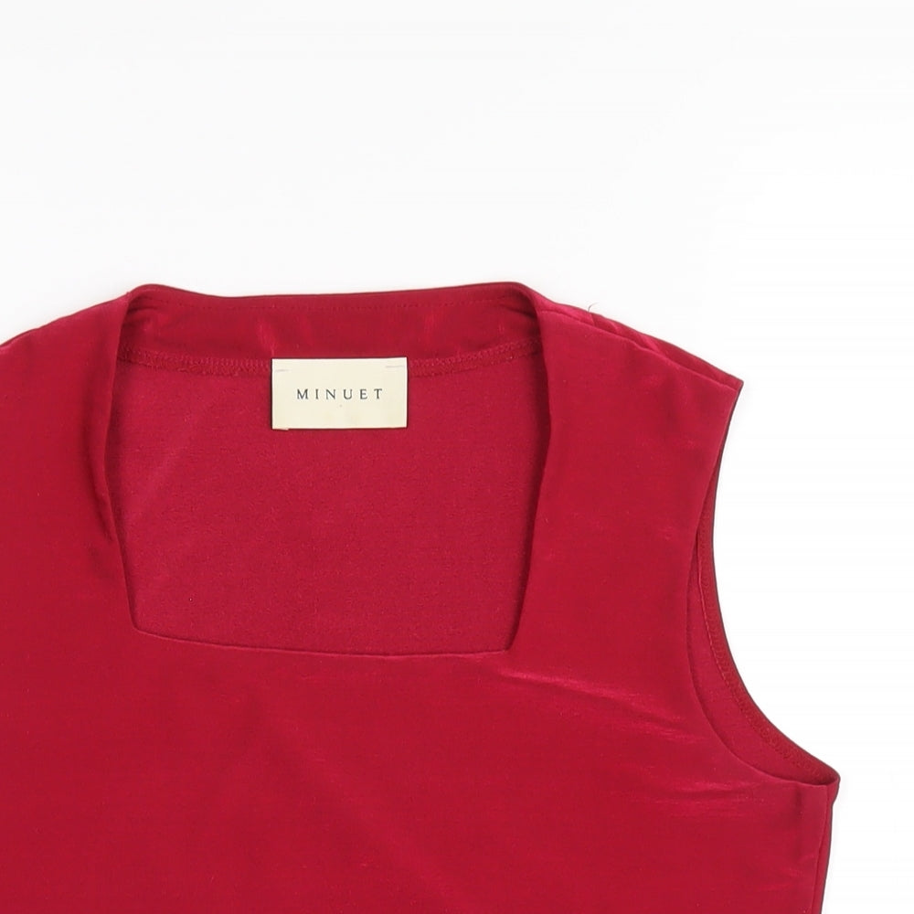 Minuet Womens Red Polyester Basic Tank Size 12 Square Neck
