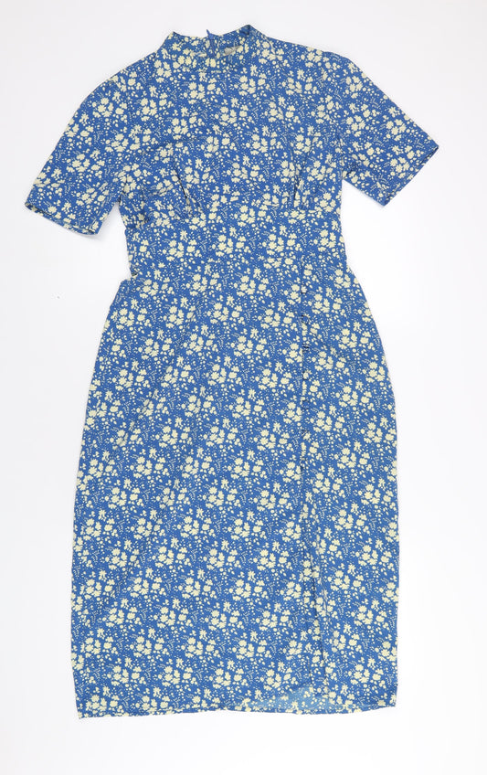ASOS Womens Blue Polyester A-Line Size 12 Round Neck Zip