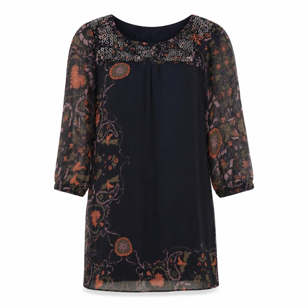 RJR.John Rocha Womens Multicoloured Geometric Polyester A-Line Size 12 Round Neck Zip