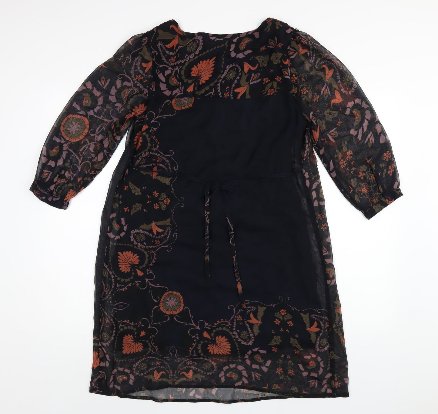 RJR.John Rocha Womens Multicoloured Geometric Polyester A-Line Size 12 Round Neck Zip
