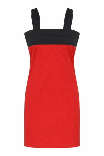 Zara Womens Red Polyester Pencil Dress Size S Square Neck Zip