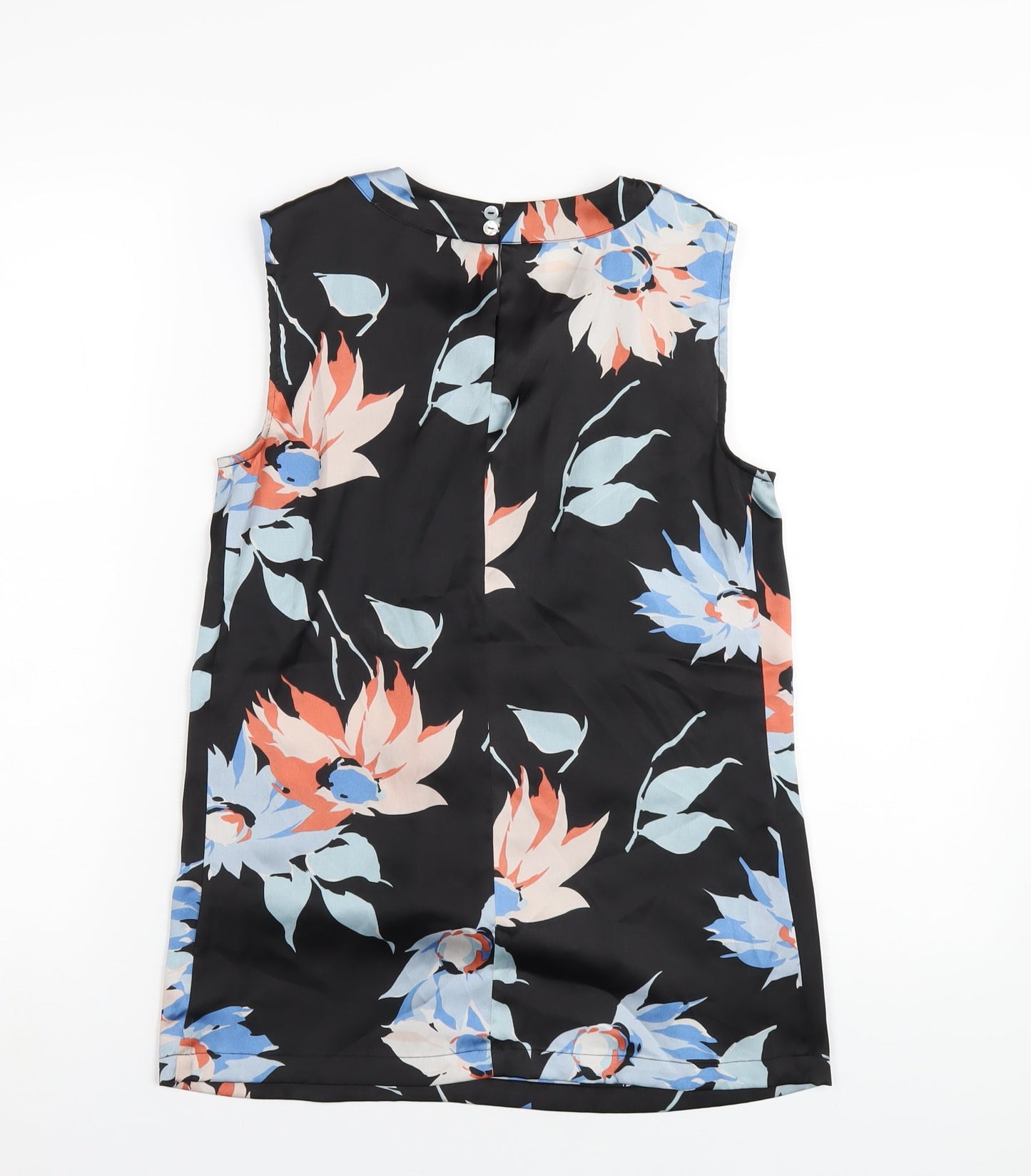 Clements Ribeiro Womens Multicoloured Floral Polyester Basic Blouse Size 8 Scoop Neck - Beaded Neckline