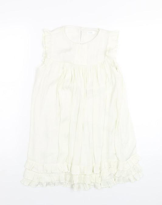 NEXT Girls Ivory Polyester A-Line Size 8 Years Round Neck Button