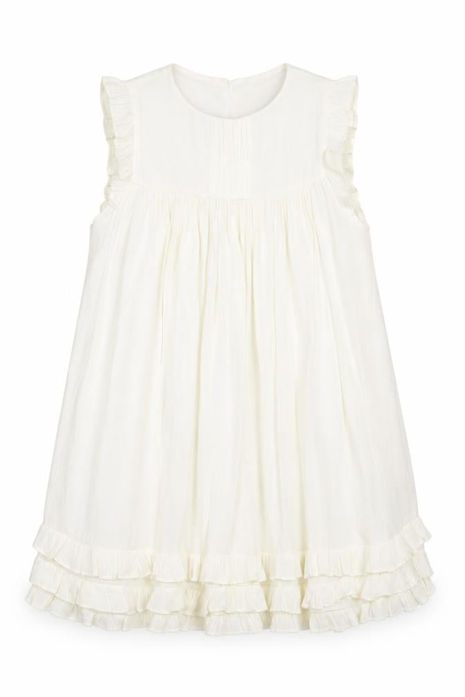 NEXT Girls Ivory Polyester A-Line Size 8 Years Round Neck Button