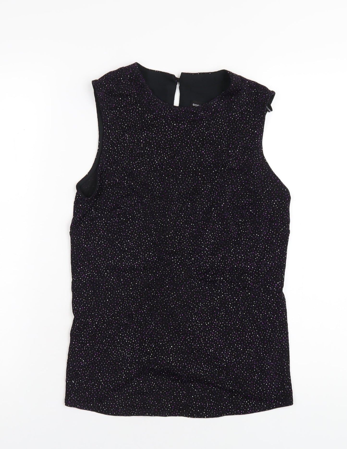 Dorothy Perkins Womens Black Polyester Basic T-Shirt Size 10 Round Neck
