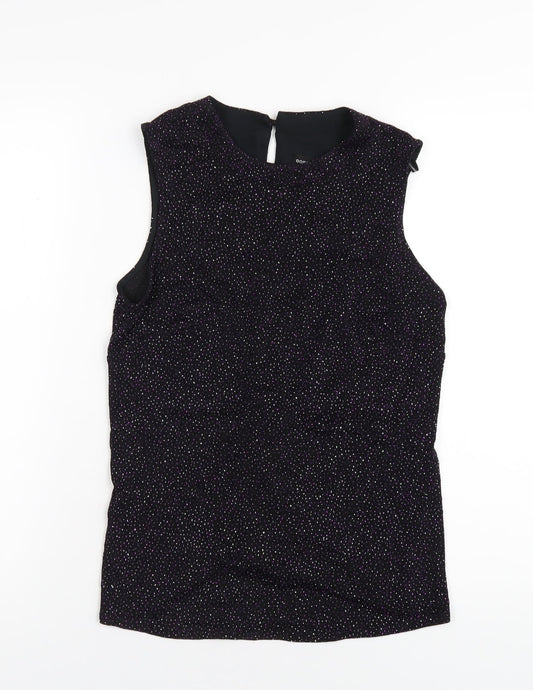 Dorothy Perkins Womens Black Polyester Basic T-Shirt Size 10 Round Neck