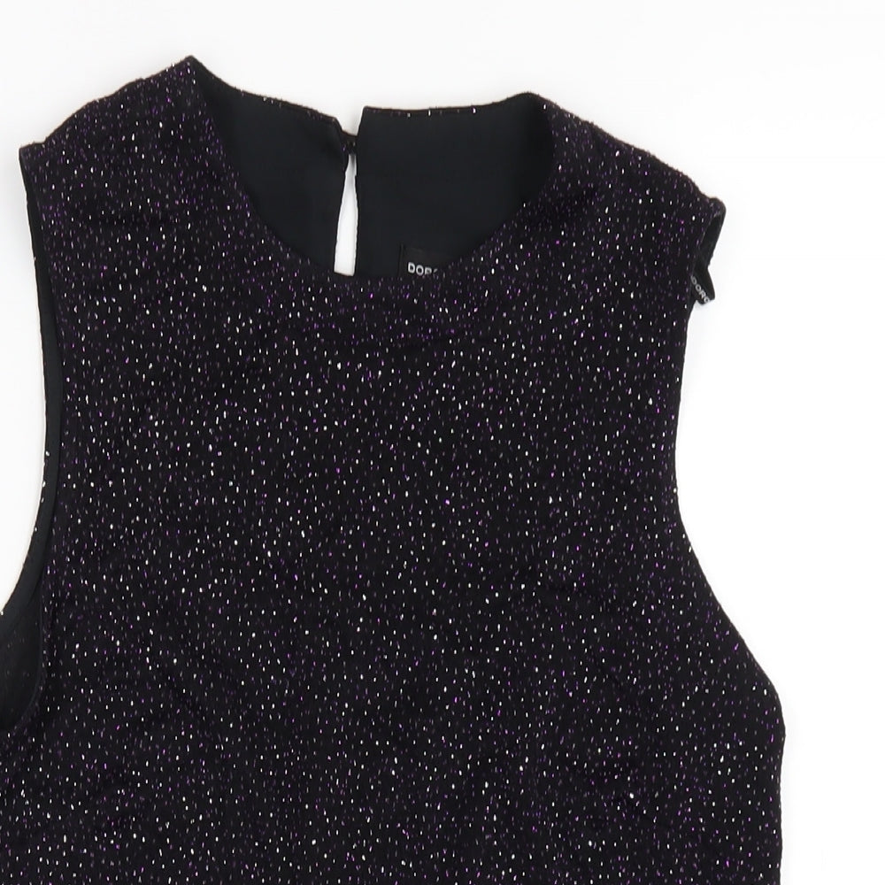 Dorothy Perkins Womens Black Polyester Basic T-Shirt Size 10 Round Neck