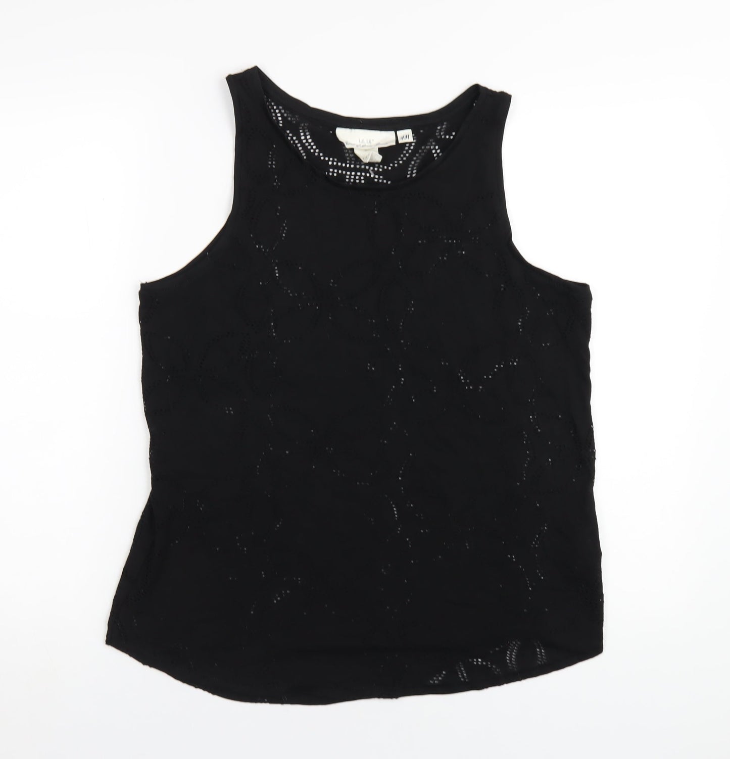 H&M Womens Black Polyester Basic Tank Size M Scoop Neck