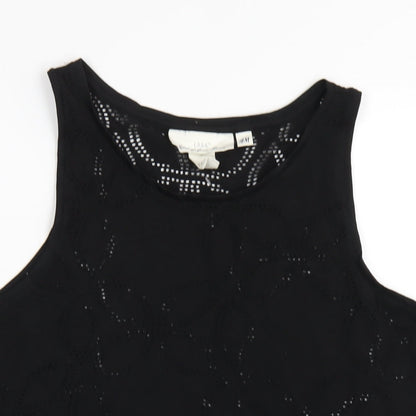 H&M Womens Black Polyester Basic Tank Size M Scoop Neck