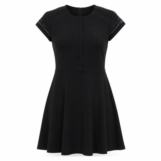 H&M Womens Black Polyester A-Line Size M Round Neck Zip