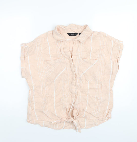 Dorothy Perkins Womens Pink Striped Cotton Basic Button-Up Size 16 Collared