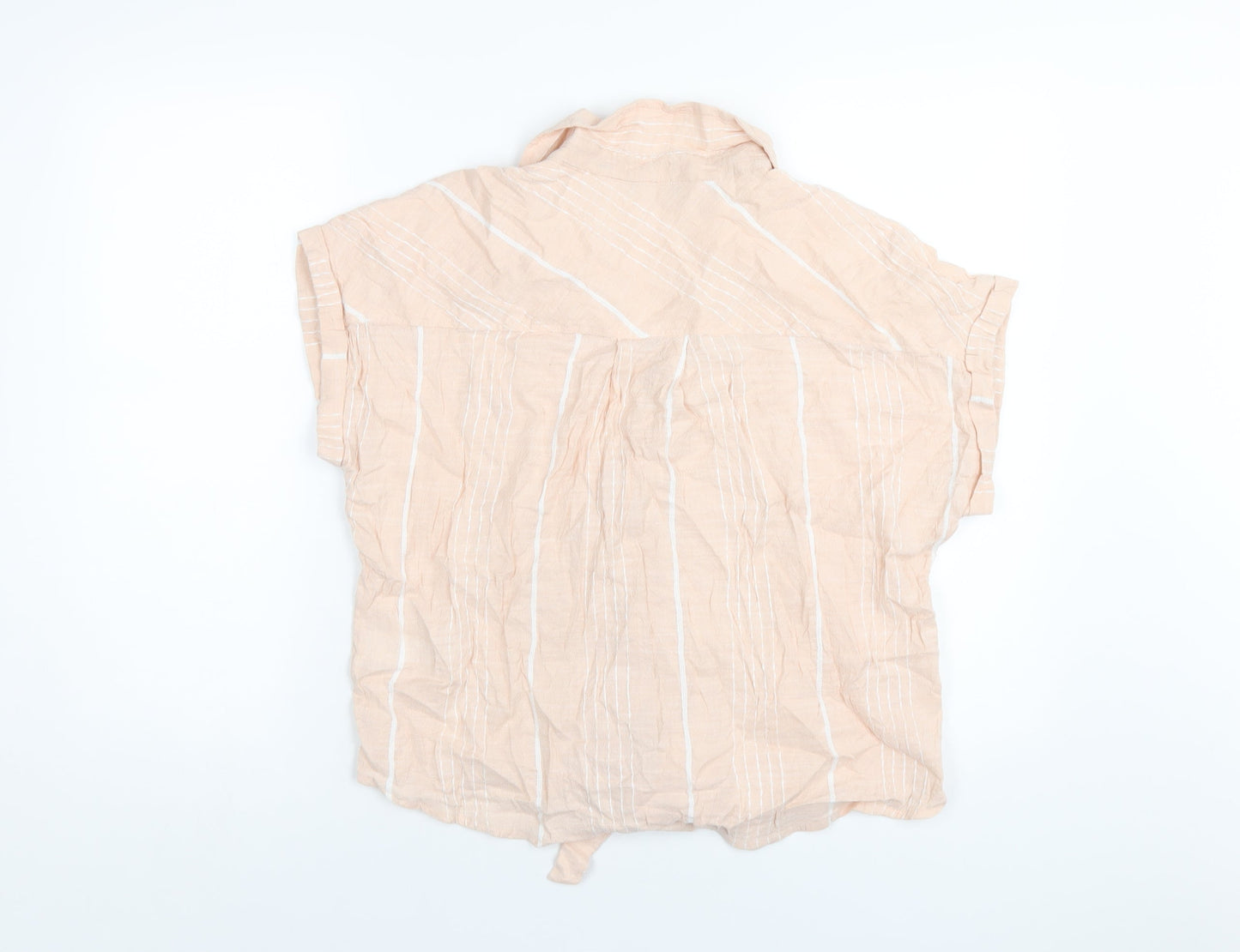 Dorothy Perkins Womens Pink Striped Cotton Basic Button-Up Size 16 Collared