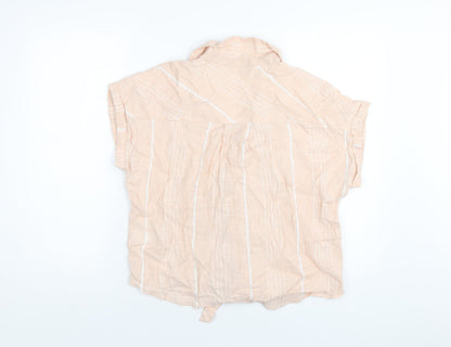 Dorothy Perkins Womens Pink Striped Cotton Basic Button-Up Size 16 Collared