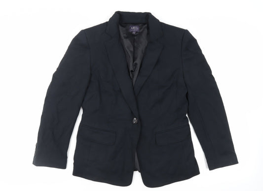 Marks and Spencer Womens Black Jacket Blazer Size 12 Button