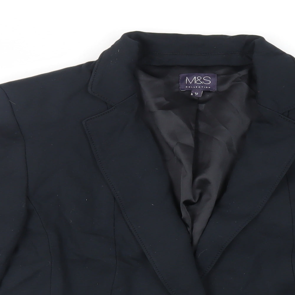 Marks and Spencer Womens Black Jacket Blazer Size 12 Button