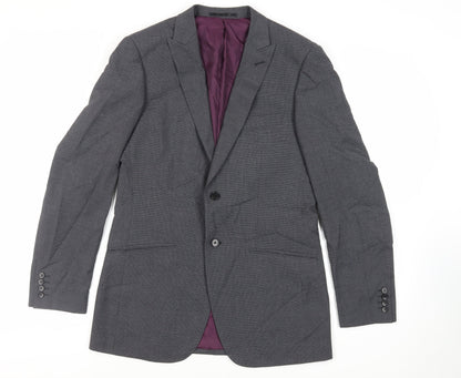 Additional front view of Autograph men’s grey geometric polyester jacket suit jacket, size 38, regular