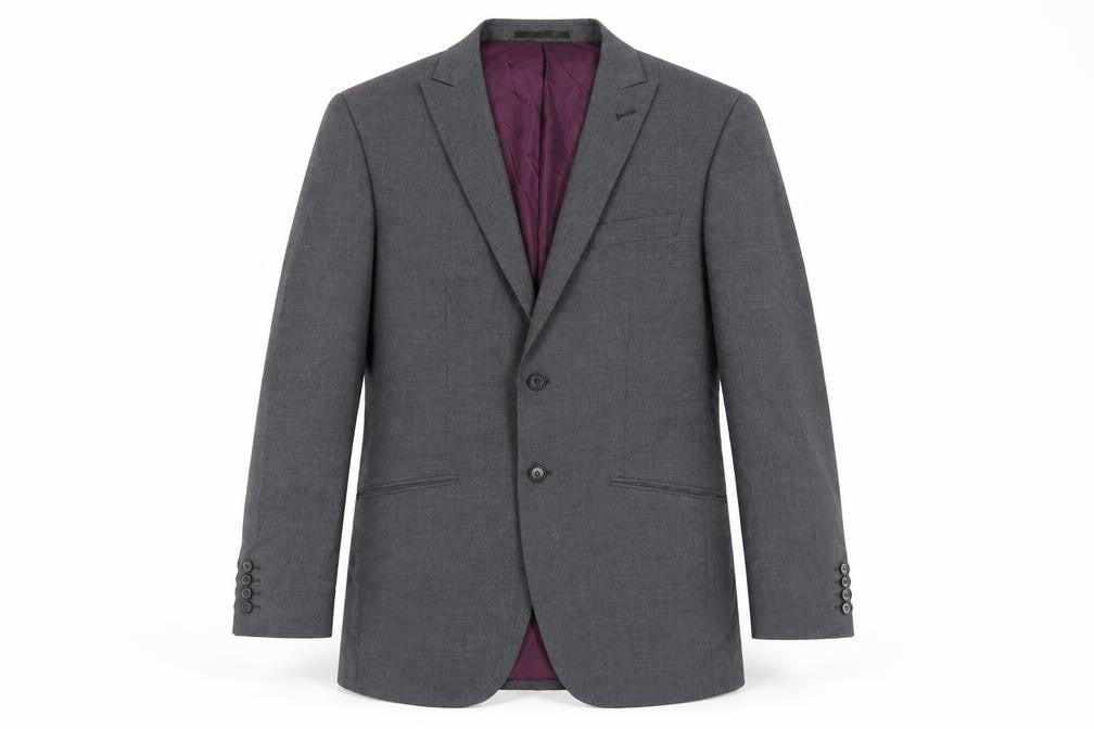 Autograph Mens Grey Geometric Polyester Jacket Suit Jacket Size 38 Regular