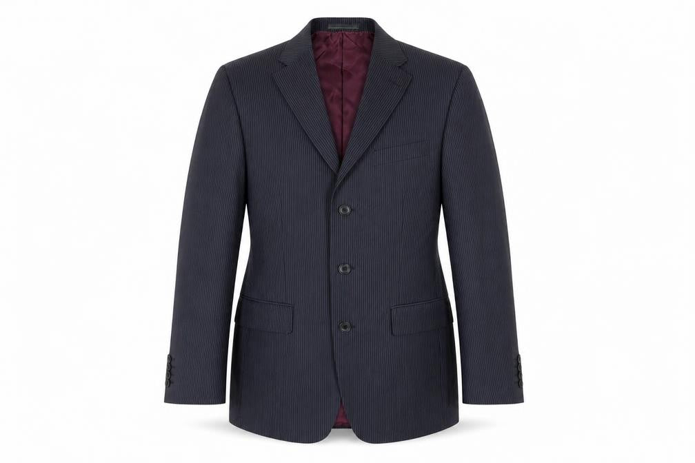 Greenwoods Mens Blue Striped Polyester Jacket Suit Jacket Size 36 Regular