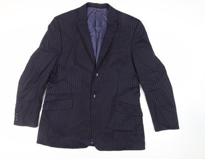 Next Mens Blue Striped Wool Jacket Suit Jacket Size 42 Regular